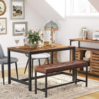 VASAGLE ALINRU Dining Table for 4 People, Kitchen Table, 47.2 x 29.5 x 29.5 Inches, Heavy Duty Metal Frame, Industrial Style, for Living Room, Dining Room, Rustic Brown and Black UKDT75X