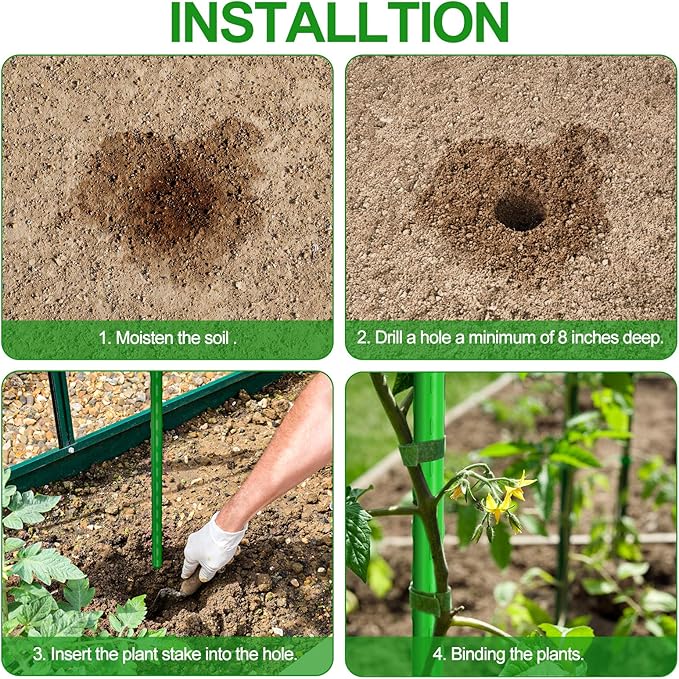 WAENLIR Garden Stakes 48 inch 4ft Sturdy Tomato Stakes, Plant Stakes for Outdoor Plants, Plant Support Sticks for Gardening, Pack of 50