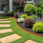 Worth Garden 33ft. Galvanized Steel Landscape Edging - 10-Pack 40" Metal Edging for Landscaping with 11 Stakes, Rust-Colored Powder Coating Hammer-in 4.5" Height Lawn Edging for Yard Pathway Divider