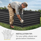YITAHOME 8x4x2 ft 4pcs Galvanized Raised Garden Bed Kit, Large Metal Planter Box with Gloves, Safety Rubber & Support Rod, Outdoor Flower Bed for Plants Vegetables, Black
