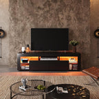 WLIVE 63 inch TV Stand for 50 55 60 65 70 75 Inch TVs, Modern Entertainment Center with LED Lights & 2 Large Storage Drawers, TV Console Gaming Media Television Stands for Living Room, Bedroom(Black)