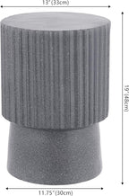 JONATHAN Y TBL1102A Louisa 19" Modern Art Deco Tambour Indoor/Outdoor Accent Table Minimalist, Contemporary, Bohemian, Mid-Century, Patio, Garden Room, Bathroom, Living Room, Gray Terrazzo Finish