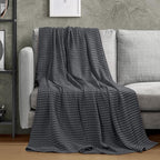 Utopia Bedding Charcoal 100% Cotton Waffle Blanket 300 GSM [King - 90x108 Inch] Soft Lightweight Breathable Bed Blanket for All Season