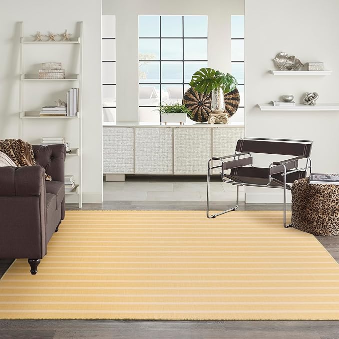 Nourison Home Positano Yellow Ivory 9' x 12' Area Rug - Easy Clean, Non Shedding, Bed Room, Living Room, Dining Room, Kitchen (9' x 12')