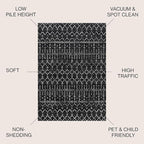 JONATHAN Y Boho Vintage Diamond Black/Ivory Indoor Area Rug 10X13 ft, Moroccan Hype for Living Room, Bedroom, Kitchen, Office, Easy-Cleaning, High Traffic, Pet-Friendly, Non-Shedding (MOH101D-13)