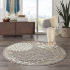 Nourison Home Aloha Natural 4' x Round Area Rug - Easy Clean, Non Shedding, Bed Room, Living Room, Dining Room, Kitchen (4' x Round)