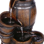 Alpine Corporation ZEN409S Outdoor Rustic 4-Tiered Barrels and Buckets Water Floor Fountain - Farmhouse Style, 24 Inch Tall, Brown
