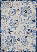 Nourison Home Aloha Blue Grey 9' x 12' Area Rug - Easy Clean, Non Shedding, Bed Room, Living Room, Dining Room, Kitchen (9' x 12')