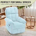 Recliner Chair, Swivel Rocker Recliner Chair for Adults, Small Recliners for Small Spaces, Manual Recliner with Side Pockets, Upholstered Nursery Rocking Chair for Living Room, Chenille, Blue