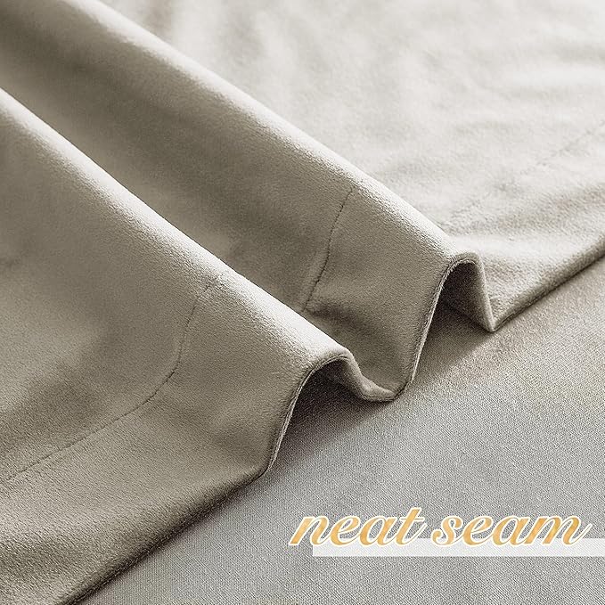 NICETOWN Camel Velvet Curtains 72 Inch Long 52 Wide, Room Darkening Temp Balance Drapes for Living Room Farmhouse Style Window Treatment for Apartment