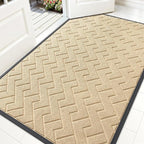 OLANLY Front Door Mat Indoor Outdoor Entrance, Waterproof All-Season, All-Weather Doormat, Sturdy Natural Rubber, Low Profile, Easy Clean Patio Porch Entryway Mat, Herringbone Brick (Beige, 71x47)
