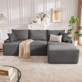 Cloud Sectional Sofa, Boneless Couch for Living Room, Modular Sectional Sofa with Deep Seat, Fluffy L-Shaped Comfy Couch with Right-Facing Chaise, No Assembly Required, Grey