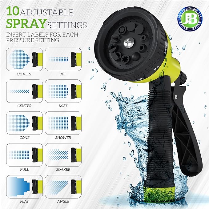 J&B XpandaHose 150ft Expandable Garden Hose – Ultra-Strong 3750D, 4-Layer Latex Core, Brass 3/4" Connectors, 10-Pattern Nozzle & Storage Bag – Lightweight, Kink-Reducing, Leak-Resistant