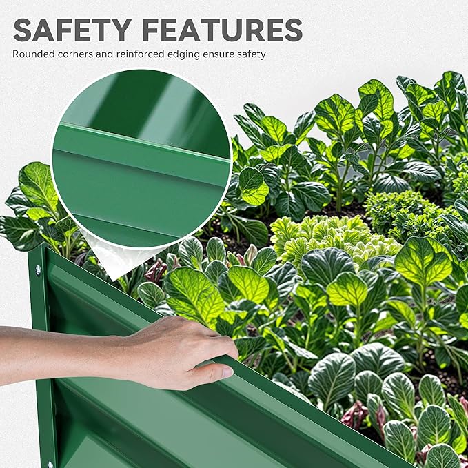 YITAHOME 72x36x18 in Galvanized Raised Garden Bed Kit, Large Metal Planter Box with Gloves & Support Rod, Outdoor Flower Bed for Plants Vegetables, Green