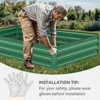 YITAHOME 96x48x12 in 2pcs Galvanized Raised Garden Bed Kit, Large Metal Planter Box with Gloves, Safety Rubber & Support Rod, Outdoor Flower Bed for Plants Vegetables, Green