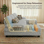 Homall Modular Sectional U Shaped Sofa Couches for Living Room, Comfy Linen Fabric 4 Seat Sofa Set with Removable Pillows, Lounge Chaise Upholstered Couch for for Apartment (Loop Yarn, Pearl Gray)