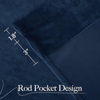 NICETOWN Navy Blue Velvet Blackout Curtains 96 inch Long for Bedroom and Living Room, Rod Pocket Drapes Soft Privacy Protection Window Treatments for Hall (2 Pieces, 52" Wide)