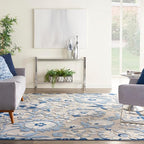 Nourison Home Aloha Blue Grey 9'6" x 13' Area Rug - Easy Clean, Non Shedding, Bed Room, Living Room, Dining Room, Kitchen (10' x 13')