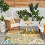 Nourison Home Aloha Tropical Indoor/Outdoor Green Multicolor 6' x 9' Area Rug, Easy Cleaning, Non Shedding, Bed Room, Living Room, Dining Room, Backyard, Deck, Patio (6x9)