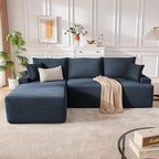 Cloud Sectional Couch, Boneless Sofa for Living Room, Modular Sectional Sofa with Deep Seat, Fluffy Comfy Couch with L-Shaped Chaise, No Assembly Required, Navy Blue