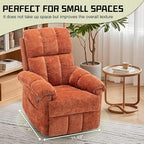 Recliner Chair, Swivel Rocker Recliner Chair for Adults, Small Recliners for Small Spaces, Manual Recliner with Side Pockets, Upholstered Nursery Rocking Chair for Living Room, Chenille, Orange