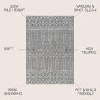 JONATHAN Y Boho Vintage Diamond Gray/Ivory Runner Rug 2X10 ft, Moroccan Hype for Living Room, Bedroom, Kitchen, Office, Easy-Cleaning, High Traffic, Pet-Friendly, Non-Shedding (MOH101C-210)