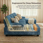 Homall Sectional U Shaped Sofa Couches for Living Room, Comfy Chenille 4 Seat Sofa Set with Removable Pillows, Lounge Chaise Upholstered Couch for for Apartment (Chenille, Light Blue)