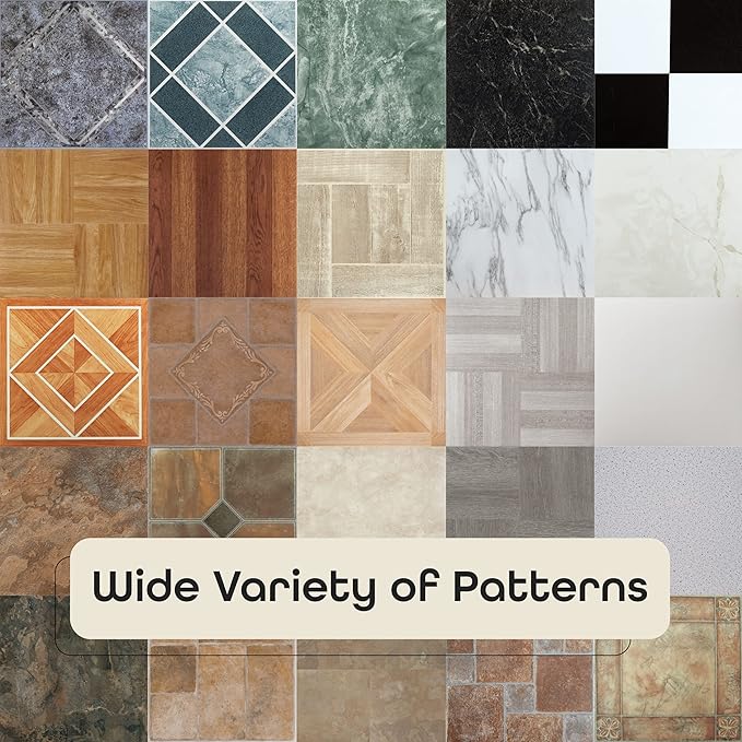 Nexus Self Adhesive 12-Inch Vinyl Floor Tiles, 20 Tiles - 12" x 12", Travatine Marble Pattern - Peel & Stick, DIY Flooring for Kitchen, Dining Room, Bedrooms & Bathrooms by Achim Home Décor