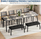 IDEALHOUSE 43'' Dining Table Set for 4, Wooden Kitchen Table with Upholstered Bench & 2 Cushion Chairs, Industrial Dinette Set for Studio, Kitchen, Dining Room, Apartment, Gray