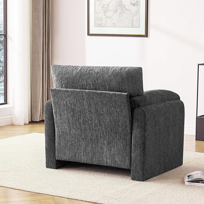 Chenille Oversized Armchair, 38.6'" Wide Accent Chairs for Living Room & Bedroom Modern Lounge Chair, Upholstered Mid-Century Reading Chair,Comfy Living Room Chair(Darkgray, 2 Pack)