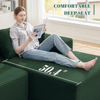 110” Cloud Sectional Couch, Boneless Sofa for Living Room, Modular Sectional Sofa with Deep Seat, Comfy Fluffy Couch with L-Shaped Chaise, No Assembly Required (Right-Facing Chaise, Green)