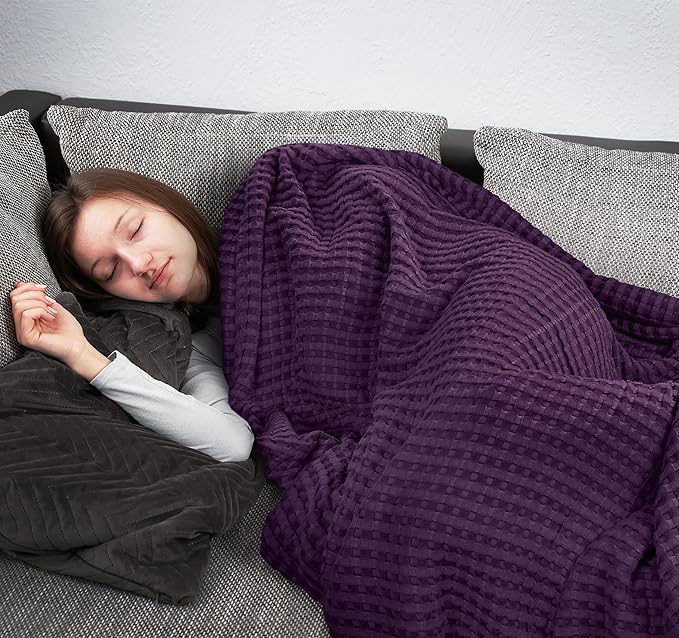 Utopia Bedding Plum 100% Cotton Waffle Blanket 300 GSM [Queen - 90x90 Inch] Soft Lightweight Breathable Bed Blanket for All Season