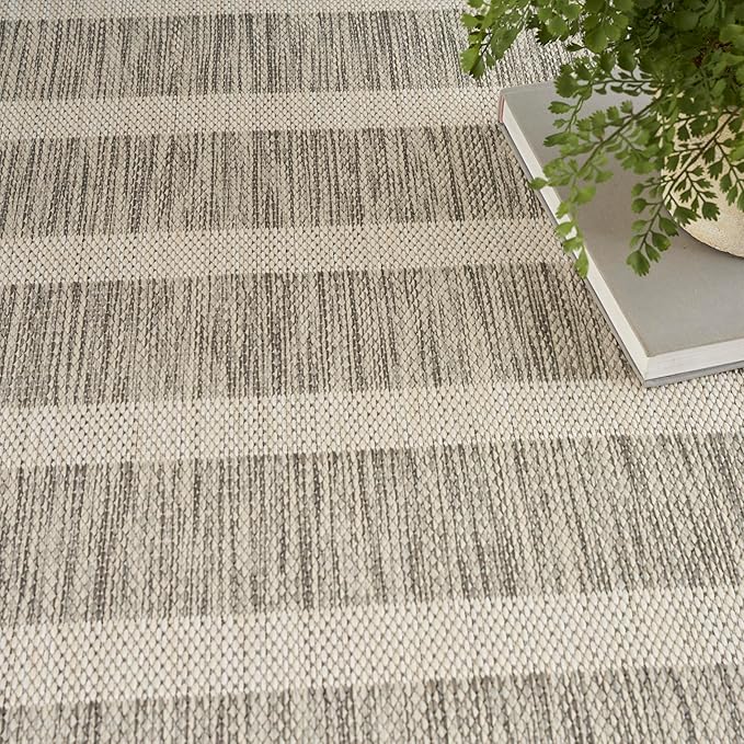Nourison Home Positano Grey Ivory 9' x 12' Area Rug - Easy Clean, Non Shedding, Bed Room, Living Room, Dining Room, Kitchen (9' x 12')