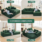 110” Cloud Sectional Couch, Boneless Sofa for Living Room, Modular Sectional Sofa with Deep Seat, Comfy Fluffy Couch with L-Shaped Chaise, No Assembly Required (Right-Facing Chaise, Green)