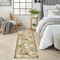 Nourison Home Aloha Ivory Green 2'3" x 8' Area Rug - Easy Clean, Non Shedding, Bed Room, Living Room, Dining Room, Kitchen (8' Runner)