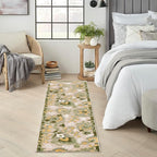 Nourison Home Aloha Ivory Green 2'3" x 8' Area Rug - Easy Clean, Non Shedding, Bed Room, Living Room, Dining Room, Kitchen (8' Runner)