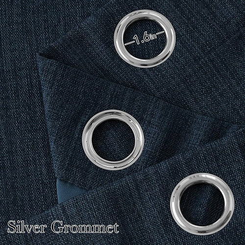 NICETOWN Faux Linen Navy Blue Blackout Curtains 84 inches Long for Living Room - Privacy Panels for Bedroom, Modern Farmhouse Style Easy Care Grommet Top, 2 Panels, W52 by L84
