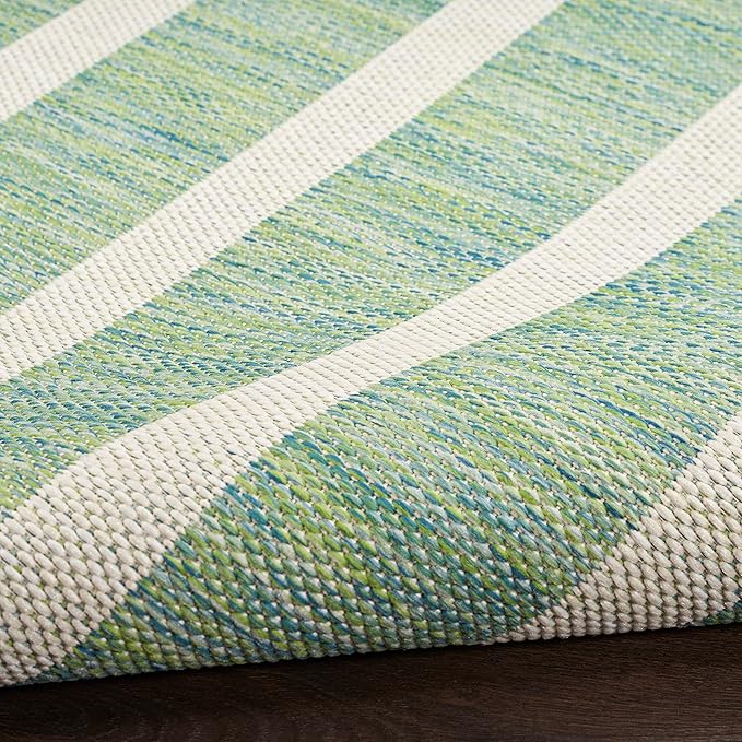 Nourison Home Positano Indoor/Outdoor Blue Green Ivory 8' x 10' Area Rug, Easy Cleaning, Non Shedding, Bed Room, Living Room, Dining Room, Backyard, Deck, Patio (8x10)