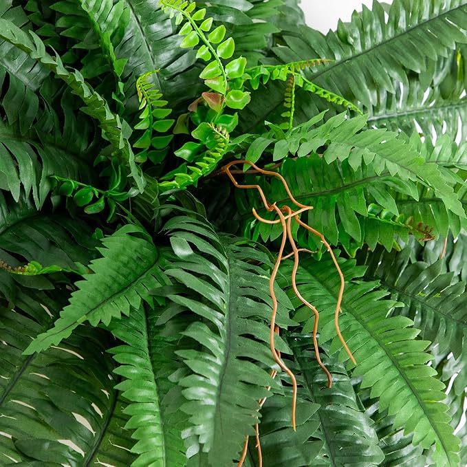 Nearly Natural 40in Hanging Artificial Fern Plant, Set of 2 - Realistic Silk Plant, Faux Greenery For Home Living Room Decor Natural Look Low Maintenance