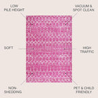 JONATHAN Y Boho Vintage Diamond Fuchsia/Ivory Indoor Area Rug 4X6 ft, Moroccan Hype for Living Room, Bedroom, Kitchen, Office, Easy-Cleaning, High Traffic, Pet-Friendly, Non-Shedding (MOH101G-4)