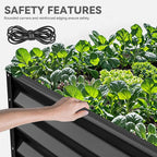 YITAHOME 96x48x18 in Galvanized Raised Garden Bed Kit, Large Metal Planter Box with Gloves, Safety Rubber & Support Rod, Outdoor Flower Bed for Plants Vegetables, Black