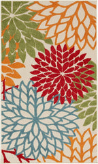 Nourison Home Aloha Indoor/Outdoor Green 3' x 5' Area Rug, Tropical, Botanical, Easy Cleaning, Non Shedding, Bed Room, Living Room, Dining Room, Deck, Backyard, Patio (3x5)