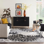 Nourison Home Aloha 114" x 156" Fabric Indoor/Outdoor Rug in Black/White Finish