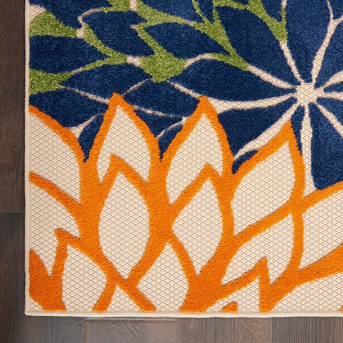 Nourison Home Aloha Indoor/Outdoor Multicolor 7' x 10' Area Rug, Easy Cleaning, Non Shedding, Bed Room, Living Room, Dining Room, Deck, Backyard, Patio (7x10)