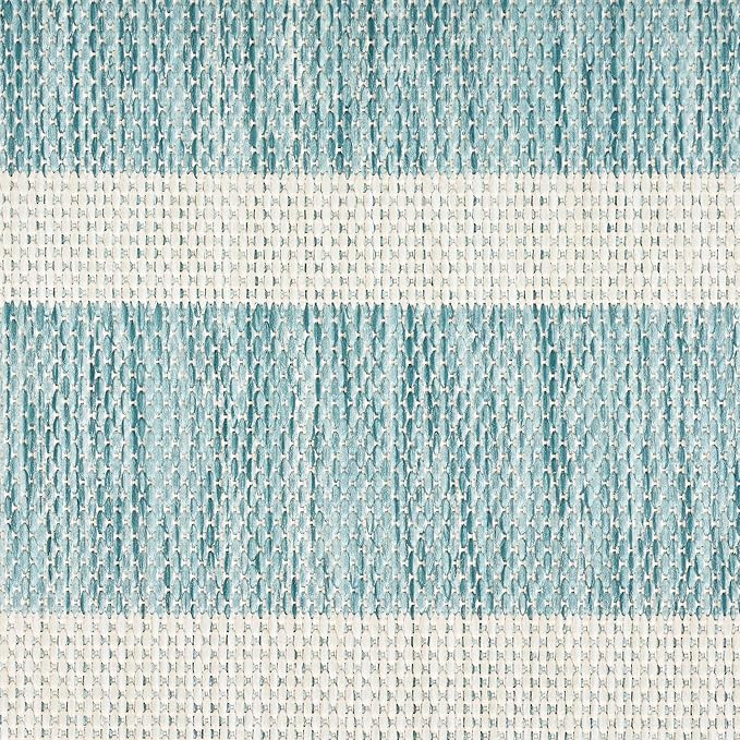 Nourison Home Positano Aqua Ivory 9' x 12' Area Rug - Easy Clean, Non Shedding, Bed Room, Living Room, Dining Room, Kitchen (9' x 12')