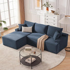 Cloud Sectional Couch, Boneless Sofa for Living Room, Modular Sectional Sofa with Deep Seat, Fluffy Comfy Couch with L-Shaped Chaise, No Assembly Required, Navy Blue
