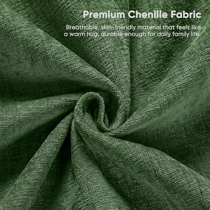Homall Sectional U Shaped Sofa Couches for Living Room, Comfy Chenille 4 Seat Sofa Set with Removable Pillows, Lounge Chaise Upholstered Couch for for Apartment (Chenille, Green)