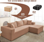 110” Cloud Sectional Couch, Boneless Sofa for Living Room, Modular Sectional Sofa with Deep Seat, Comfy Fluffy Couch with L-Shaped Chaise, No Assembly Required (Right-Facing Chaise, Camel)