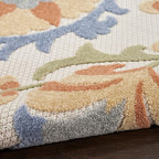 Nourison Home Aloha Ivory Blue 3'6" x 5'6" Area Rug - Easy Clean, Non Shedding, Bed Room, Living Room, Dining Room, Kitchen (4' x 6')