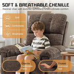 Recliner Chair, Swivel Rocker Recliner Chair for Adults, Small Recliners for Small Spaces, Upholstered Manual Recliner with Side Pockets, Nursery Rocking Chair for Living Room, Chenille, Brown